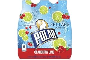 POLAR SELTZER Polar 100% Natural Calorie-Free Seltzer Water, 500ml (16.9oz) Bottles (Cranberry Lime, Pack of 12)