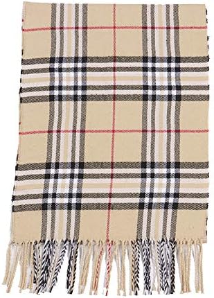 Spring Fever Cashmere Feel Plaid and Check Tassel Ends Scarf