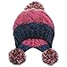 Bodvera Chunky Soft Stretch Cable Knit Faux Fur Slouchy Pom pom Beanie Skully