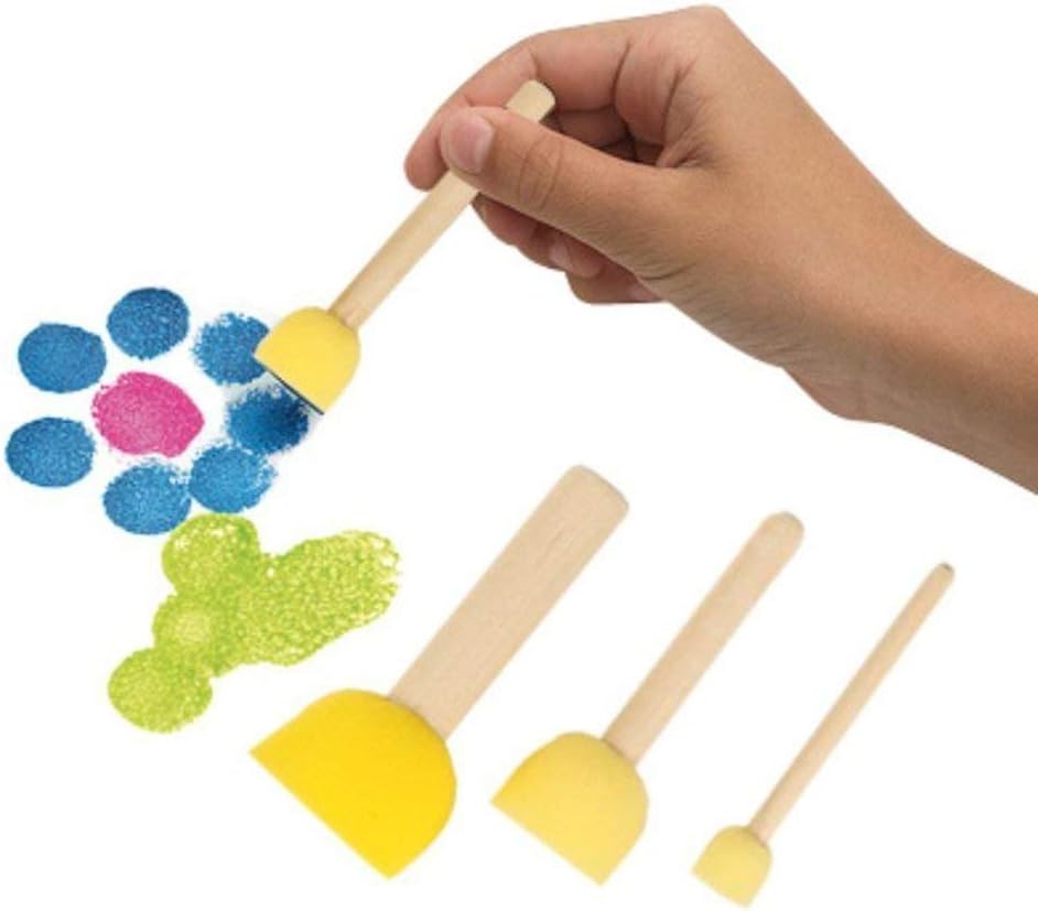 WAFJAMF 40-Pieces Assorted Size Round Sponges Brush Set, Paint Tools For Kids