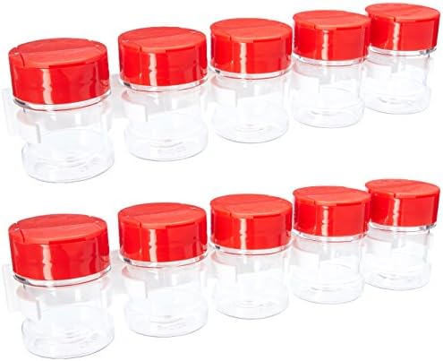 SpiceStor 2" Clear Spice Bottle Set with Organizer (10-Pack), Clear Bottle with Red Cap (1 Unit)