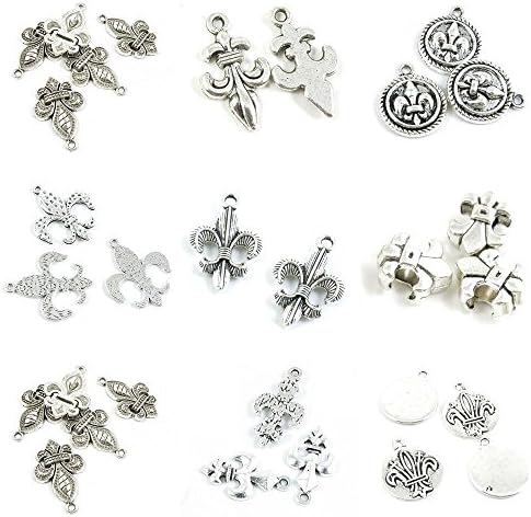 30 Pieces Jewelry Making Charms Fleur De Lis Iris Lily Loose Beads