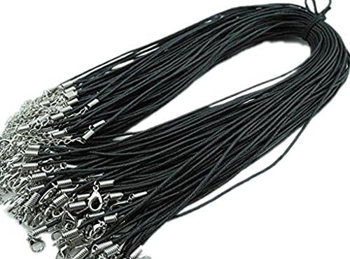 Necklace Cord 20Pcs 18'' 1.5mm Black Waxed Cotton Cord Necklace Cord with 2'' Extension Chain Lead&amp;nickel Free