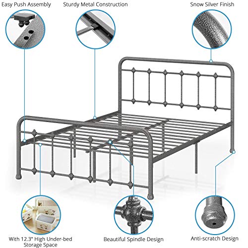 VIPEK Metal Bed Frame Queen Size Platform with Vintage Headboard and