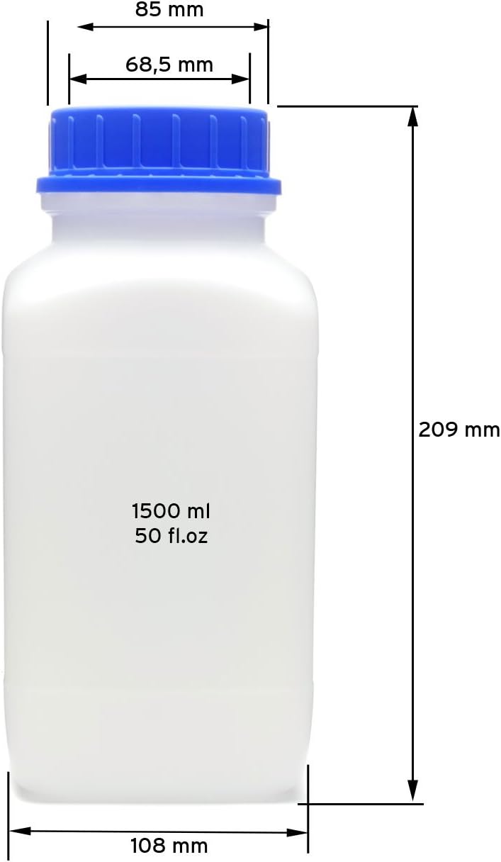 Octopus 1x 1500 ml wide mouth bottles with screw top, chemical bottle, laboratory bottle, Blue - Image 5