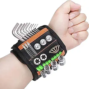 Qingluan Magnetic Wristband Tool Belts with 20 Powerful Magnets for Holding Screws, Nails, Drill Bits,Gadgets,Small Tools for Men,Women,DIY Handyman