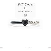 Best Bi︎Ches Ring Love Me Until I'M Me Again Black Heart-Cut Half Enamel Ring Self Love Ring Gift for Women, Daughter, Wife, Friends