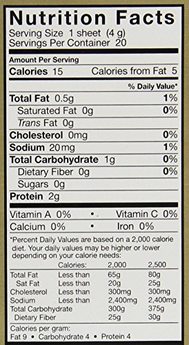 YAMAMOTOYAMA SUSHI SOY WRAPPER, SPINACH GREEN, 80 GRAMS, 20 COUNT (PACK OF 1)