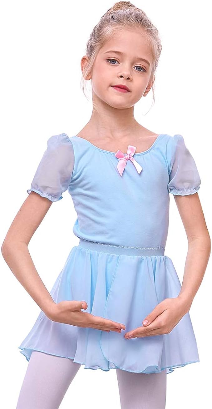 Basumee Mädchen Ballettkleidung Tanzkleid Kinder Kurzarm Ballett Trikot