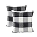 TEALP Buffalo Check Throw Pillow Cover - 18x18 inch Linen Cotton Decorative Pillow Case Home Sofa Cushion, Farmhouse Fall Home Decor, Set of 2 Black and White