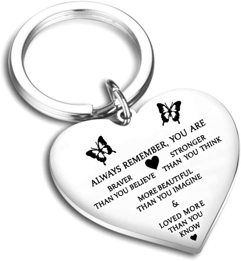 WillowswayW Round Key Ring Always Remember You Are Braver Pendant Inspirational Keychain