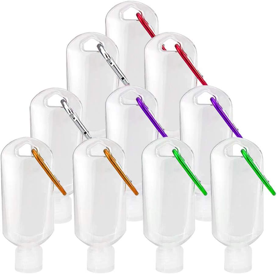 VerteLife 10PCS 50ml Refillable Travel Bottle with Keychain Clip