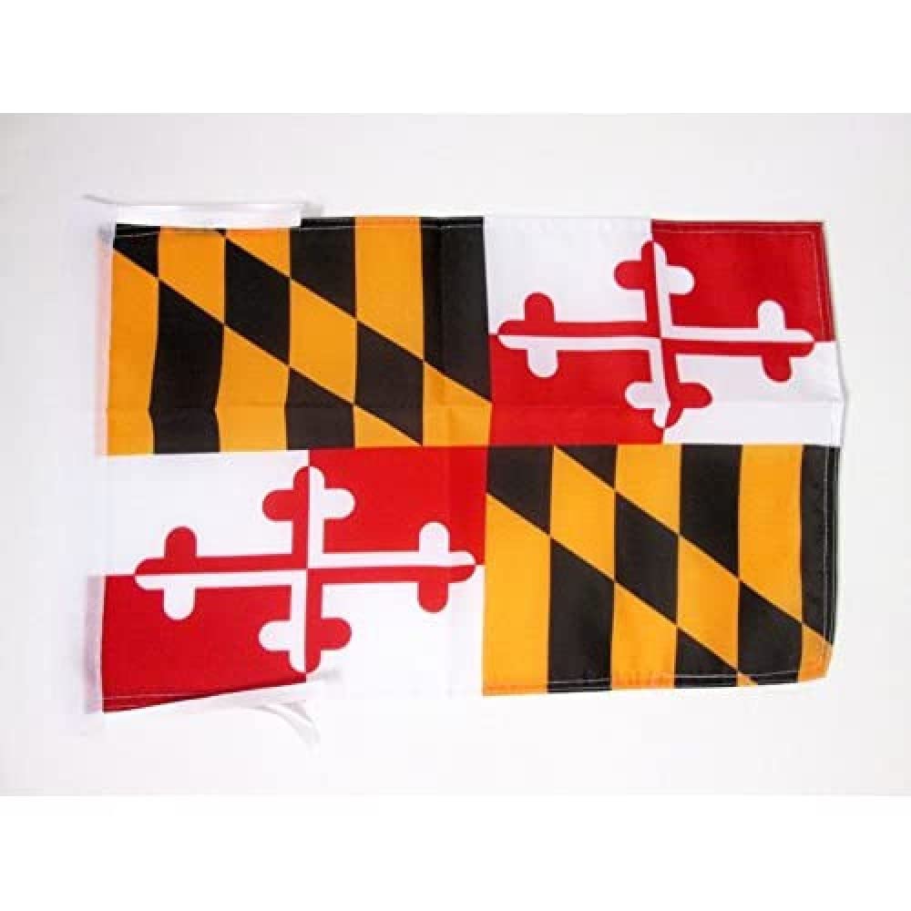 AZ FLAG - Maryland Flag - 18'' x 12'' - 100% Polyester US state of Maryland Small Banner with Two Cords - Fade Resistant - Vivid Colors - 18x12 in - 45x30 Cm