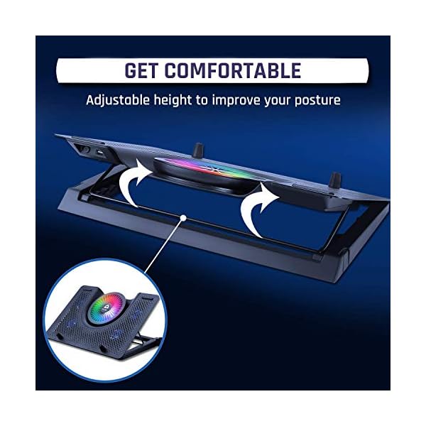 KLIM-Nova-Laptop-Cooling-Stand-with-RGB-backlighting-11-19-Gaming-Laptop-Cooling-Pad-For-Desk-USB-Powered-Fan-with-metal-grid-Stable-And-Silent-Compatible-Mac-And-PS4-NEW-2021 KLIM Nova + Laptop Cooling Stand with RGB backlighting + 11" - 19" + Gaming Laptop Cooling Pad For Desk + USB Powered Fan with metal grid + Stable And Silent + Compatible Mac And PS4 + NEW 2022