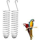 2 Pack Bird Treat Holder for Cage, Stainless Steel Spiral Bird Feeder for Parakeets, Hanging Millet Holder for Fruit, Vegetables and Bird Foraging Toy 6.3 Inch