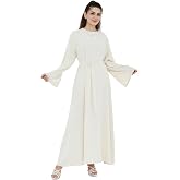 Jazvano Solid Color Abaya Dress for Women Pocketed Muslim Dresses for Women Arabic Dress Eid Prayer Abaya Dresses