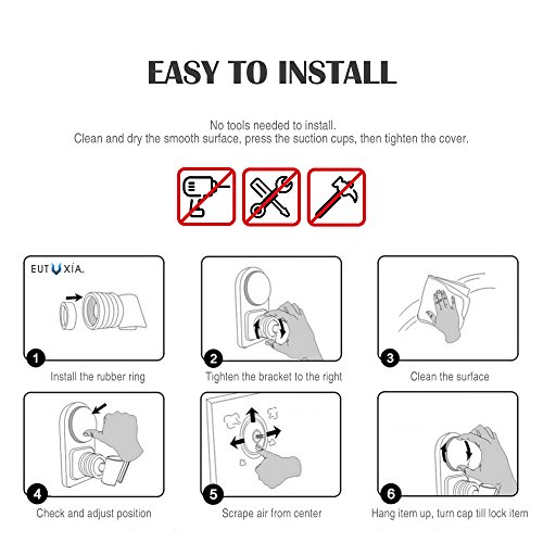 Eutuxia Universal Shower Head Holder Bracket. Removable & Adjustable Vacuum Suction Cup Wall Mount