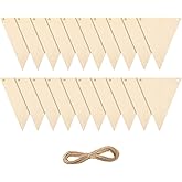 20pcs Unfinished Wooden Triangle Pennant Wood Hanging Banner Unfinished Wood Plaque Blank Wood Hanging Tags for DIY Craft Home Office Decoration