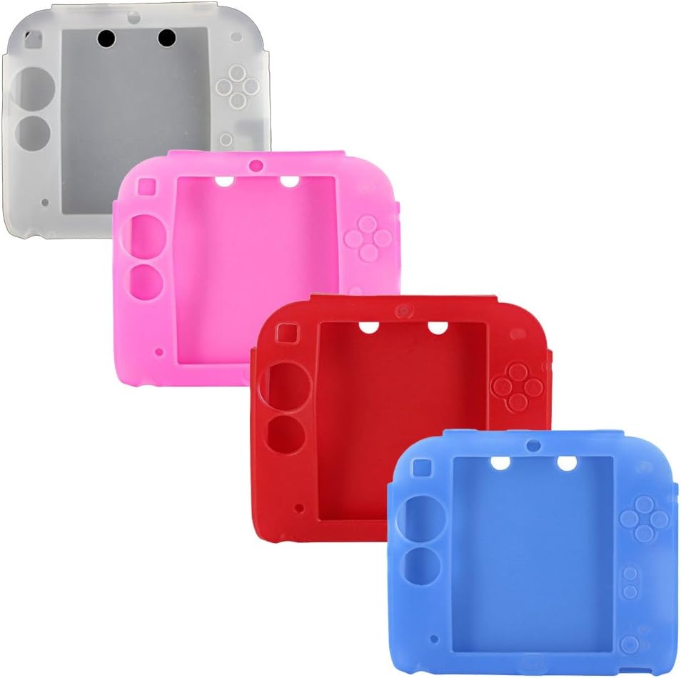 4Packs Protective Soft Silicone Rubber Gel Skin Case Cover for Nintendo 2DS (PI+RE+BU+WH)