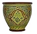 Flower Pot Moroccan Spanish Garden Drain Hole Ceramic Planter Handmade Multicolored