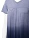 LL WT1085 Womens Dip Dye V Neck Short Sleeve Pleats Tunic Top L NAVY