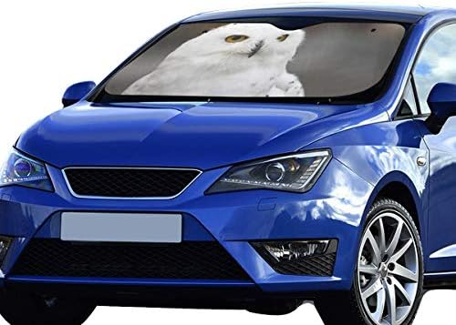 EIJODNL Car Sun Shade For Side Window Rare White Owl Foldable Sunshade For Maximum Uv And Sun Protection Keep Your Vehicle Cool 55 X 30inch (140cm X 75cm) Window Shades For Car