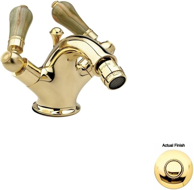 Phylrich K4570_007 Regent Single Hole Bidet set, Green Onyx Handle