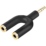 Headphone Splitter Adapter,CableCreation 3.5mm Male to 2 Port 3.5mm Female Y Jack Splitter Adaptor Compatible with Headset, E