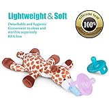 Giraffe Pacifier Animal Holder Toys Baby Detachable Silicone Nipple Soft Plush Toy with Baby Silicone Teat Teether Holder Teething Toy Safe Soothing x2 Super-Soft Detachable Silicone Nipple