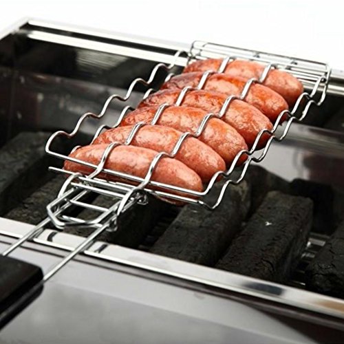 Taloyer Multi-functional Stainless Steel Barbecue Hot Dog Sausage Grilling Basket Clip Meat Vegetable Grill Rack Tool BBQ Cooking Tools