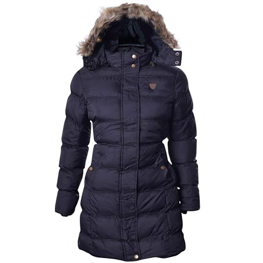 Brave Soul - Mädchen Parka Jacke Mantel Mit Kapuze Gefüttert Schottenmuster Pelz Futter Winter