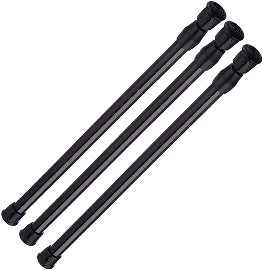 AIZESI 3 Pcs Spring Curtain Rods 16 to 28 Inch Black