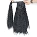 YXCHERISHAIR 18inch 150g Synthetic Kinky Curly Wrap Around Clip in on Ponytail Extensions Ombre Drawstring Hair Pieces (Black)