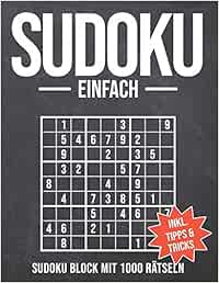 Sudoku Einfach: Sudoku Block mit 1000 Rätseln - Schwierigkeitsstufe