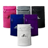 MEMO Athletics Multi-Colored Zipper Sweatband & Wristband (Black - 2 Pack)