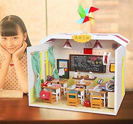 Kewholesale DIY Dollhouse Graduation Deskmate with Light School Miniature Model Gift Collection
