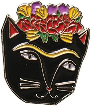 Women's Artist Cat Pins - Enamel On Metal - 1" High - Frida Catlo