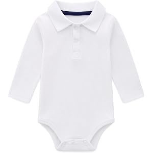 EVYRISSIA Baby Collared Polo Bodysuit 100% Cotton Onesie Long Sleeve Cute Outfit 0~24M