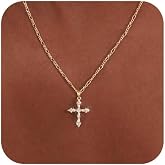 Gold Cross Necklace for Women,14K Gold Plated Small Cross Pendant Necklace | Dainty Gold Cross Necklaces,Simple Cross Choker Necklace,Waterproof Non Tarnish Jewelry,MJinimalist Style,Daily Wear