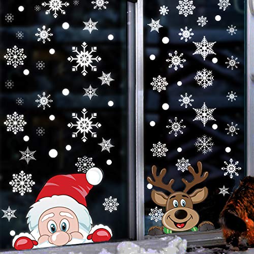 image for LOKIPA Christmas Clings 300pcs Decals Stickers for Window Santa Claus 