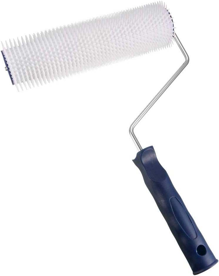 sourcing map 22cm Latex Floor Self Leveling Screed Spiked Roller, 11mm Teeth Height, 220mm x 11mm