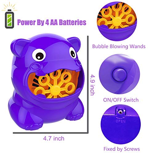 Bdwing Little Kids Bubble Machine Automatic Bubble Blower Durable High Output Bubble Marker with a Bottle of Bubbles Solution Refill, Hippo Shape, Portable Blowing Machine for Indoor or Outdoor use