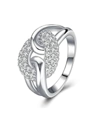 Jewelry: AmDxD Jewelry Silver Plated Women Promise Customizable Rings Twist Hollow CZ Size 9 - AmDxD