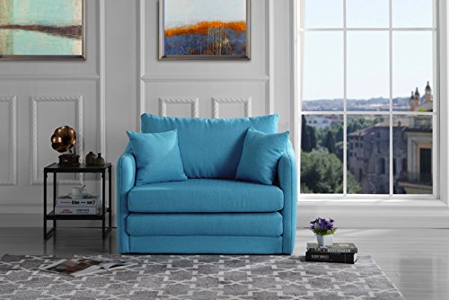 Modern Soft Linen Fabric Modular/Convertible Sleeper Chair (Blue)