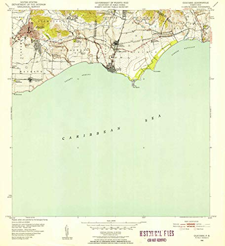 YellowMaps Guayama PR topo map, 1:30000 Scale, 7.5 X 7.5 Minute, Historical, 1952, Updated 1953, 21.7 x 19.8 in - Tyvek
