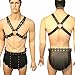 FEESHOW Men's X-Shaped Leather Chest Body Harness with Skirt Panty Adjustable Black