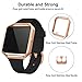 NaHai Compatible Fitbit Blaze Slim Bands with Frame, TPU Replacement Sport Strap with Rose Gold Frame for Fitbit Blaze Smart Fitness Watch, Large Small