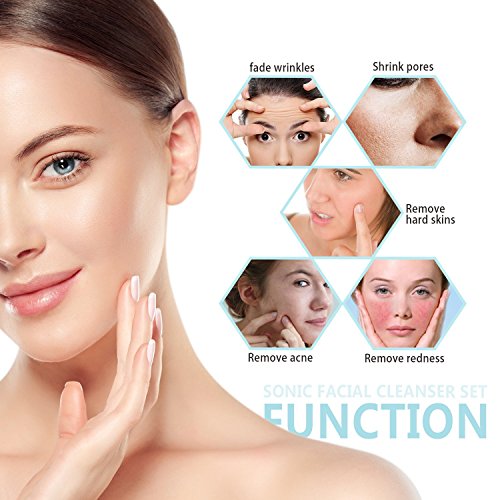 Sonic Facial Cleansing Brush, Silicone Face Cleanser, Body SPA Clean Brush, Massager, Cleansing System Vibrating IPX5 Waterproof Electric Anti-Aging Scrubber Multifunction Rechargeable Valentineâ€™s Day