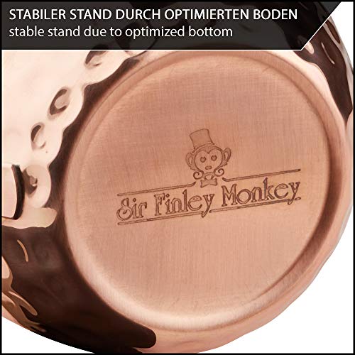 Sir Finley Monkey Moscow Mule Becher 4er Set - Kupferbecher reines Kupfer (100%) - Kupfertasse 450 ml geeignet für… – Bild 5