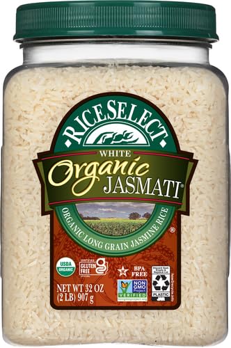 RICESELECT JASMATI ORGANIC RICE, LONG-GRAIN ORGANIC JASMINE RICE, PREMIUM GLUTEN-FREE RICE, NON-GMO, 32-OUNCE JAR